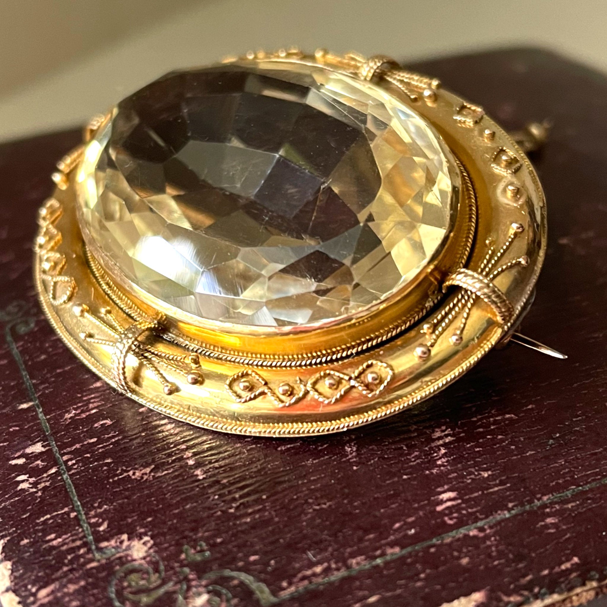 Good Day Sunshine Antique Citrine Brooch