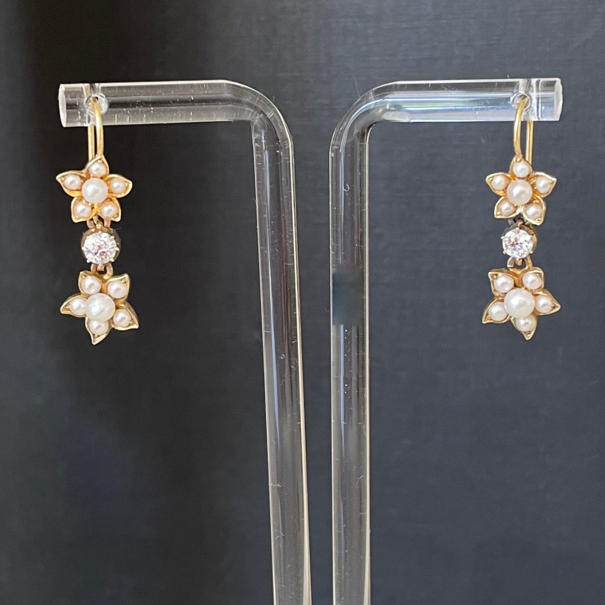 Crazy in the Sunlight Antique Pearl and Diamond Earrings