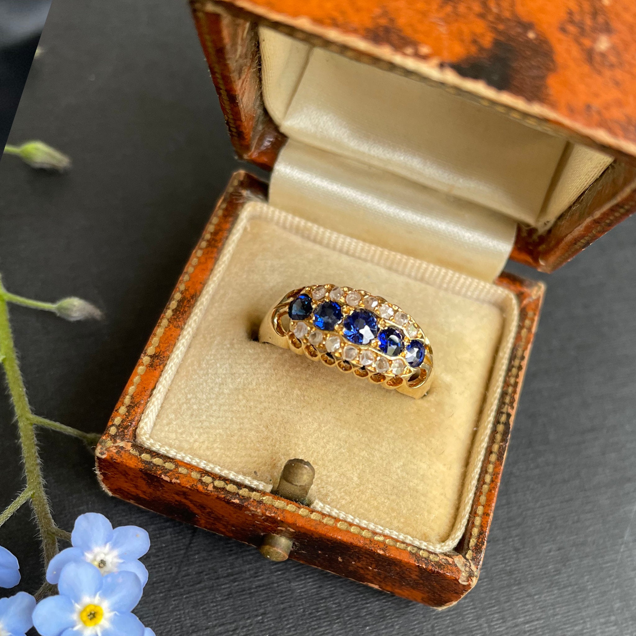 Tangled Up in Blue Antique Sapphire and Diamond Ring