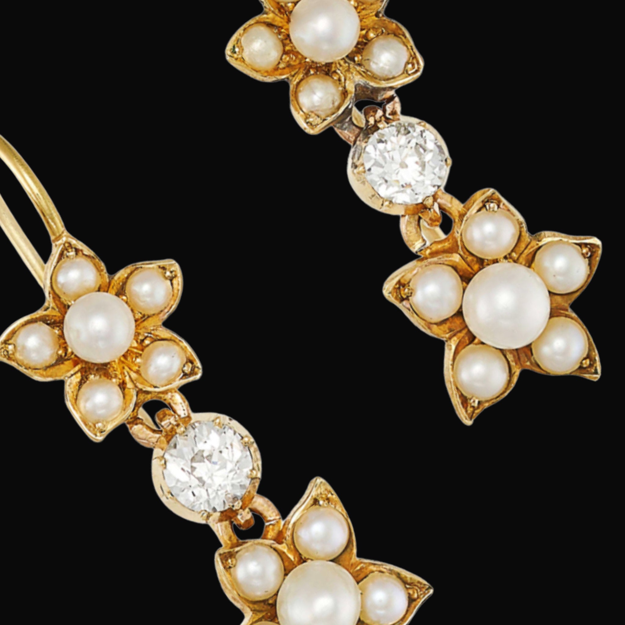 Crazy in the Sunlight Antique Pearl and Diamond Earrings