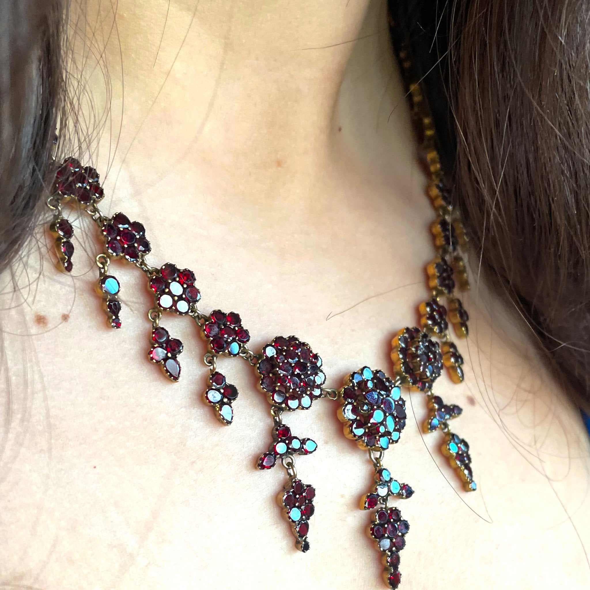 Sends Shivers Down My Spine Bohemian Garnet Necklace