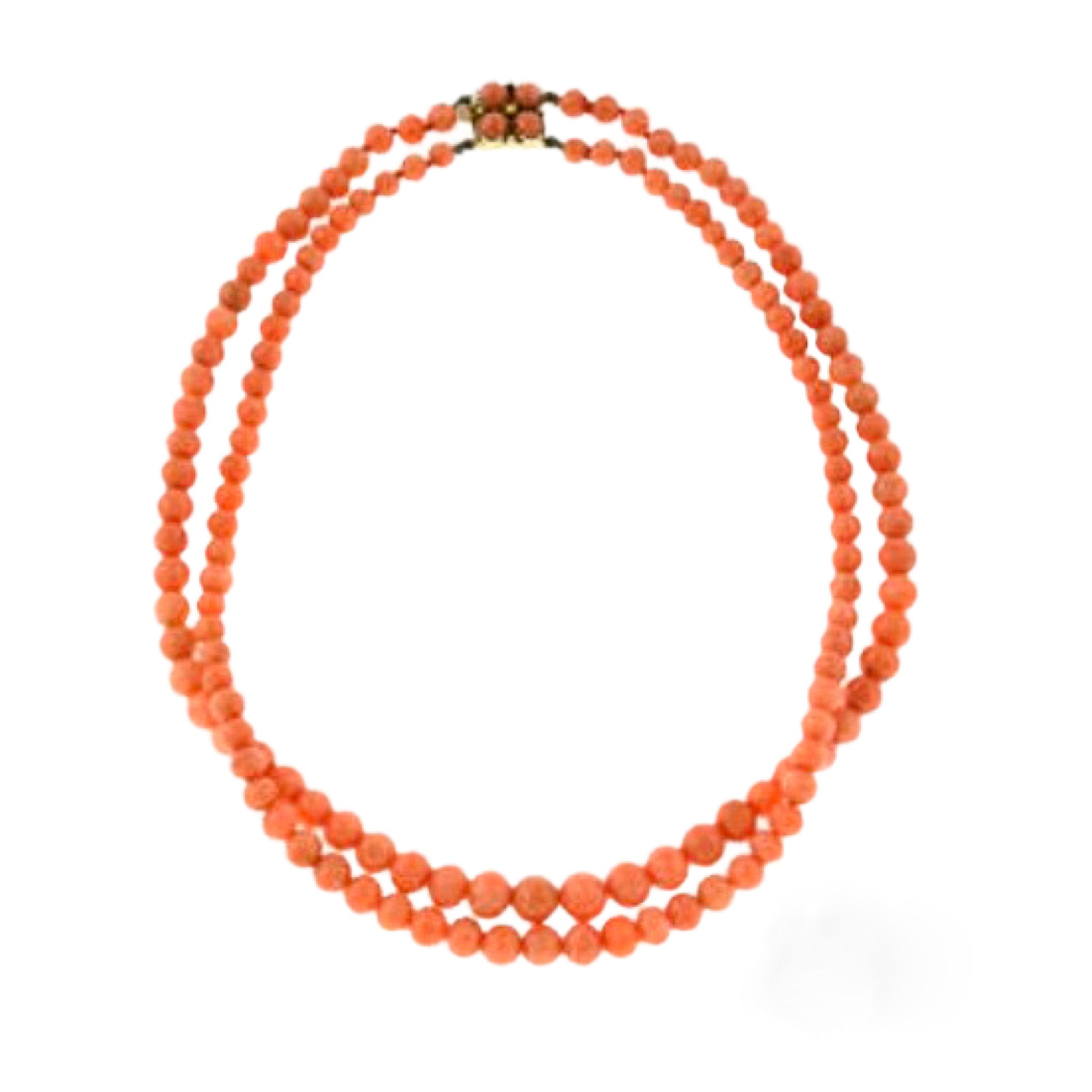 Creamsicle Double-Row Antique Coral Necklace