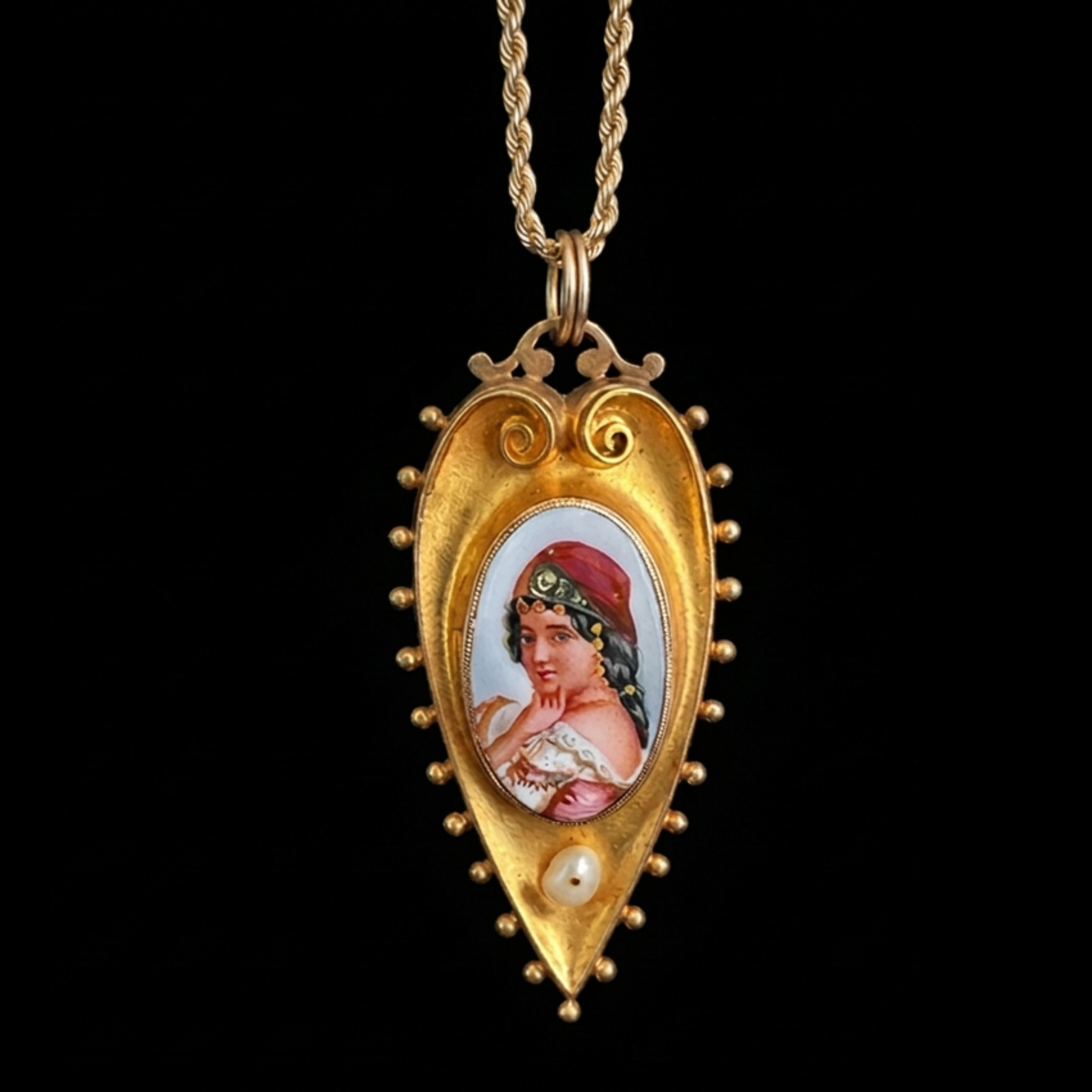 I Fooled Around and Fell in Love 18-Carat Gold, Diamond, and Hand-Painted Porcelain Pendant