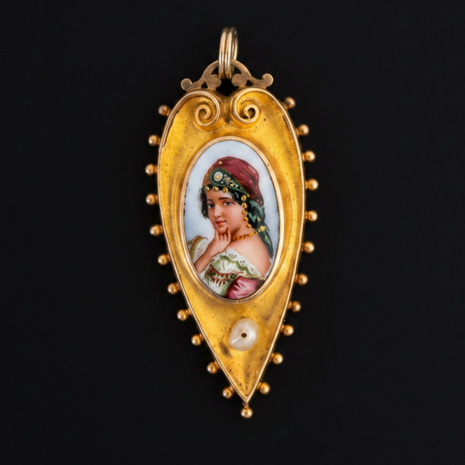 I Fooled Around and Fell in Love 18-Carat Gold, Diamond, and Hand-Painted Porcelain Pendant