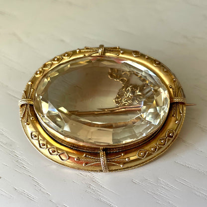 Good Day Sunshine Antique Citrine Brooch