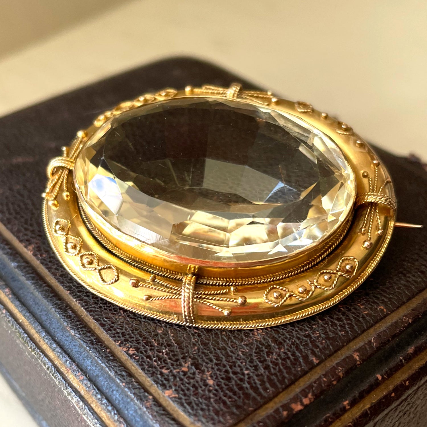 Good Day Sunshine Antique Citrine Brooch