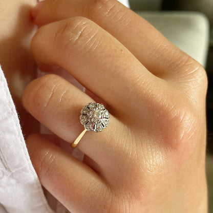 Diamond cluster ring on woman&