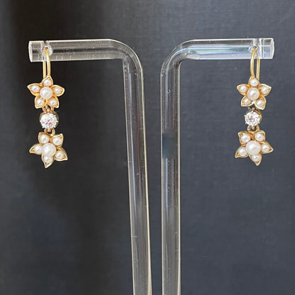 Crazy in the Sunlight Antique Pearl and Diamond Earrings