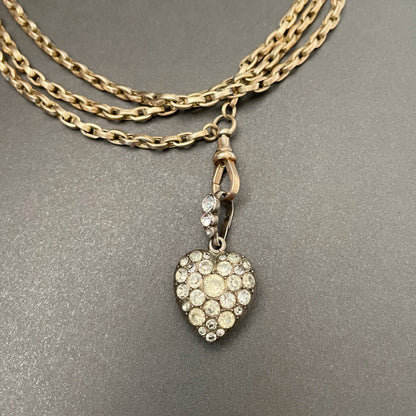 silver heart shaped pendant with colourless paste stones in silver setting