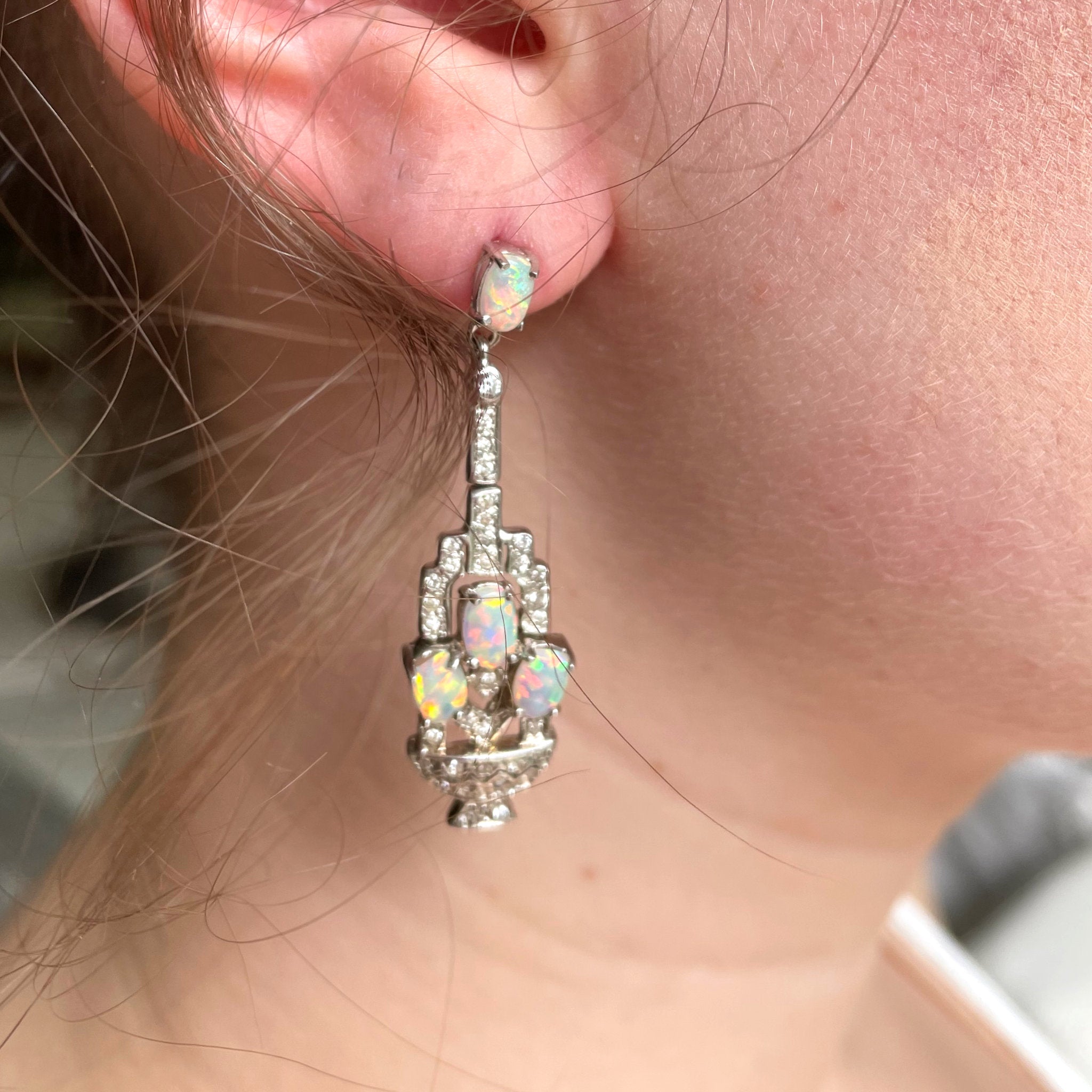 Starry Starry Night Antique Opal Earrings