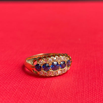 Tangled Up in Blue Antique Sapphire and Diamond Ring