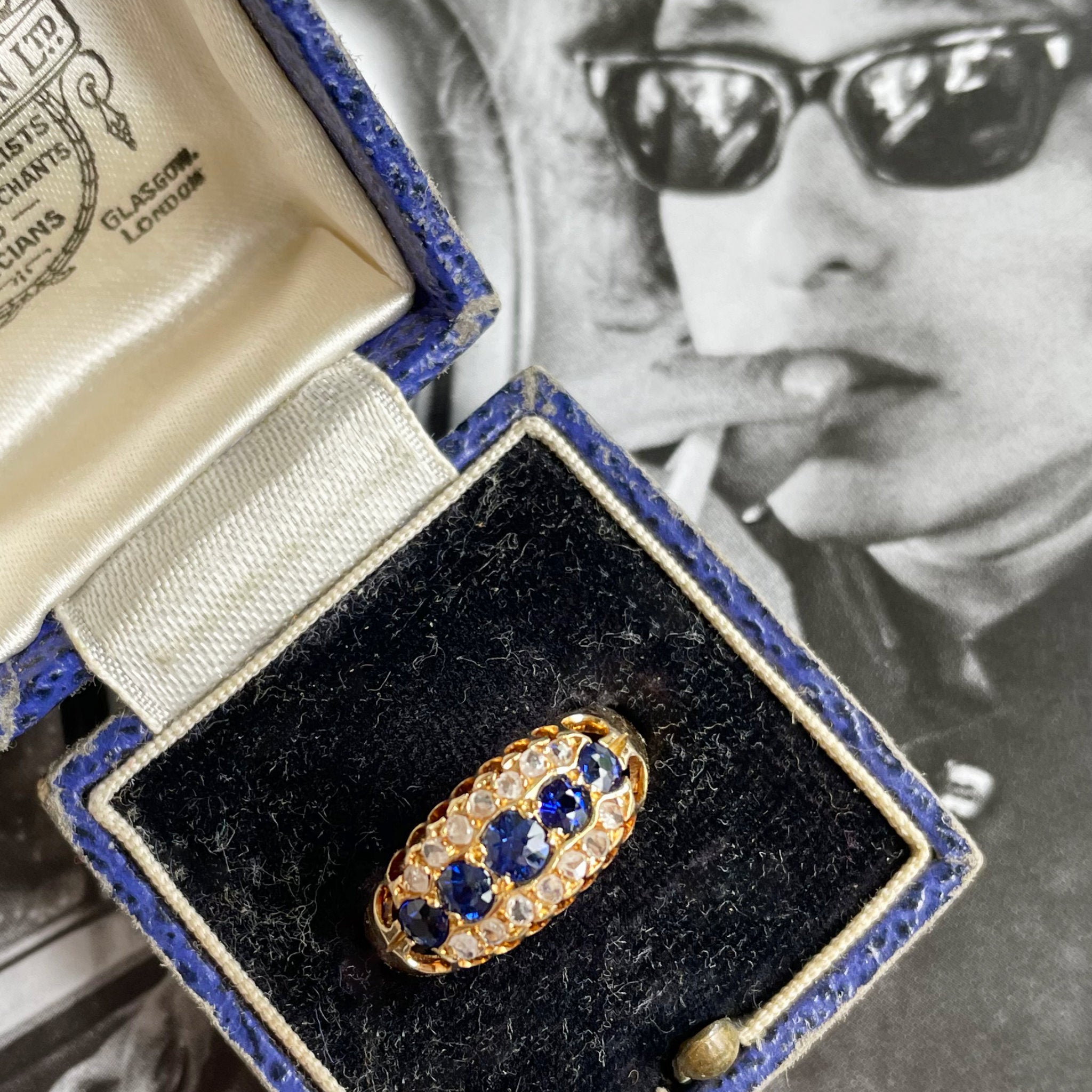 Tangled Up in Blue Antique Sapphire and Diamond Ring