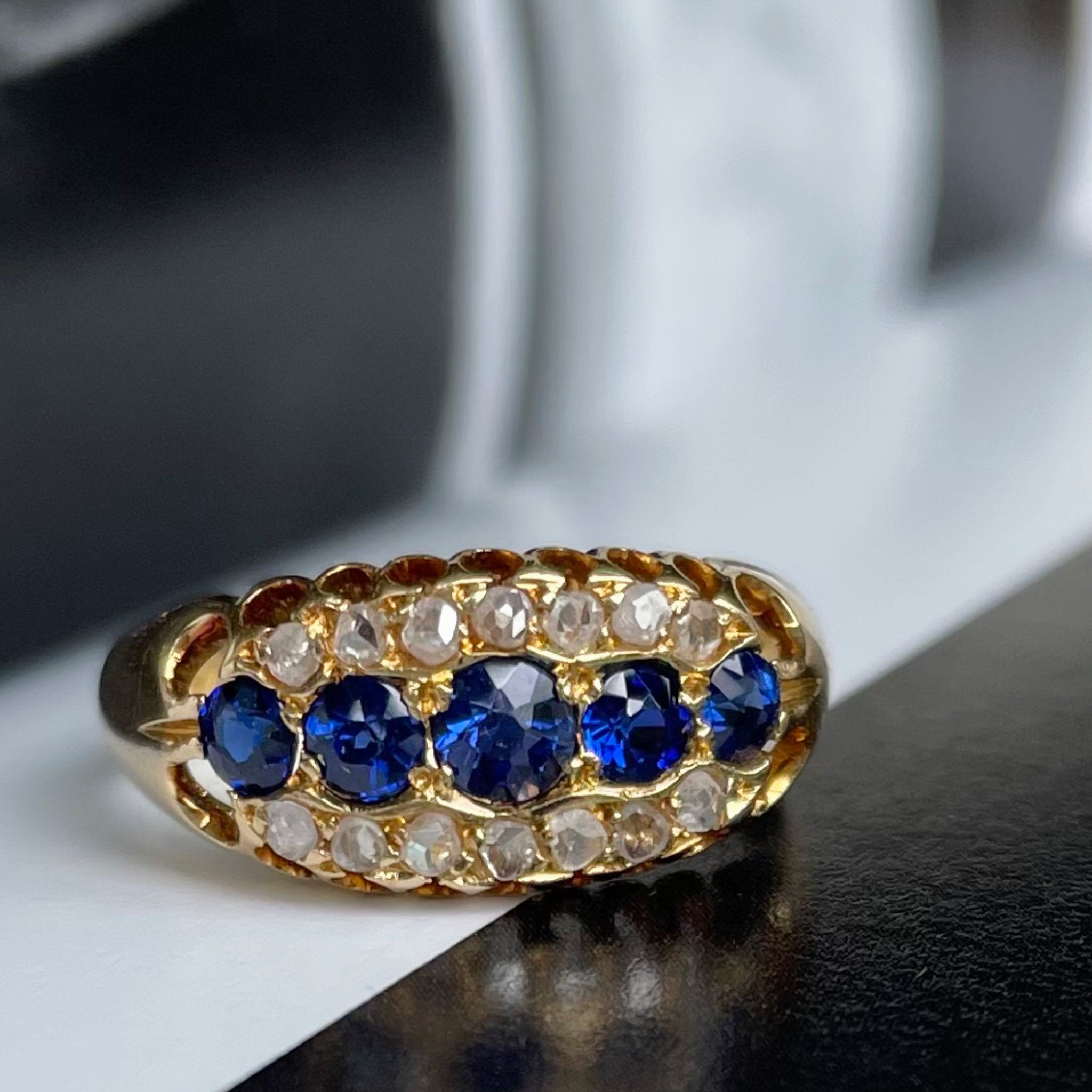 Tangled Up in Blue Antique Sapphire and Diamond Ring