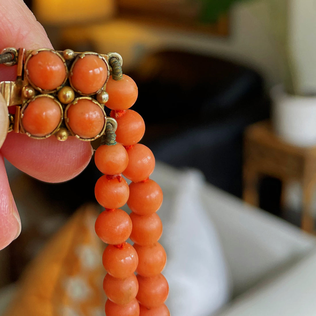 Creamsicle Double-Row Antique Coral Necklace
