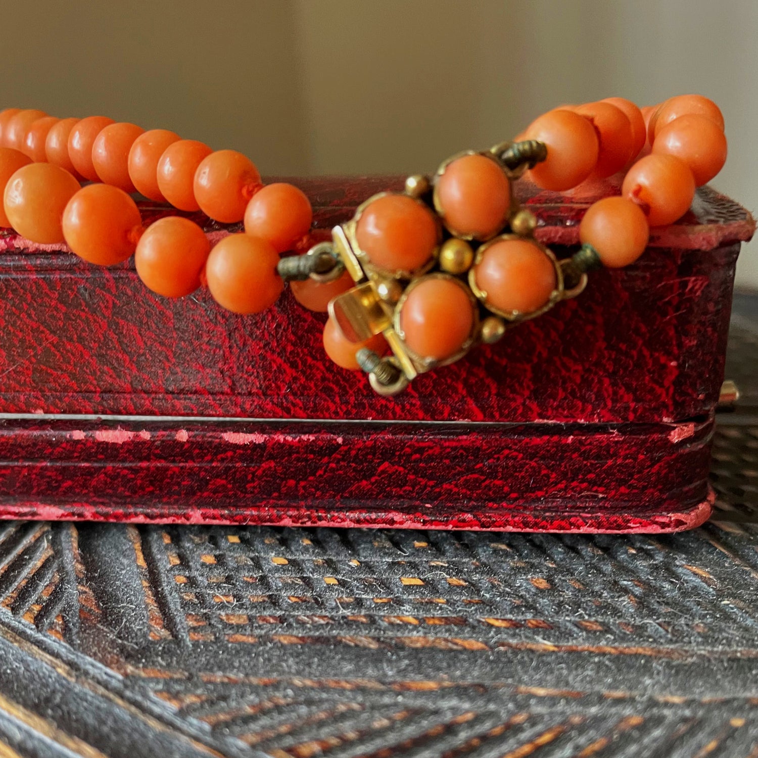 Creamsicle Double-Row Antique Coral Necklace