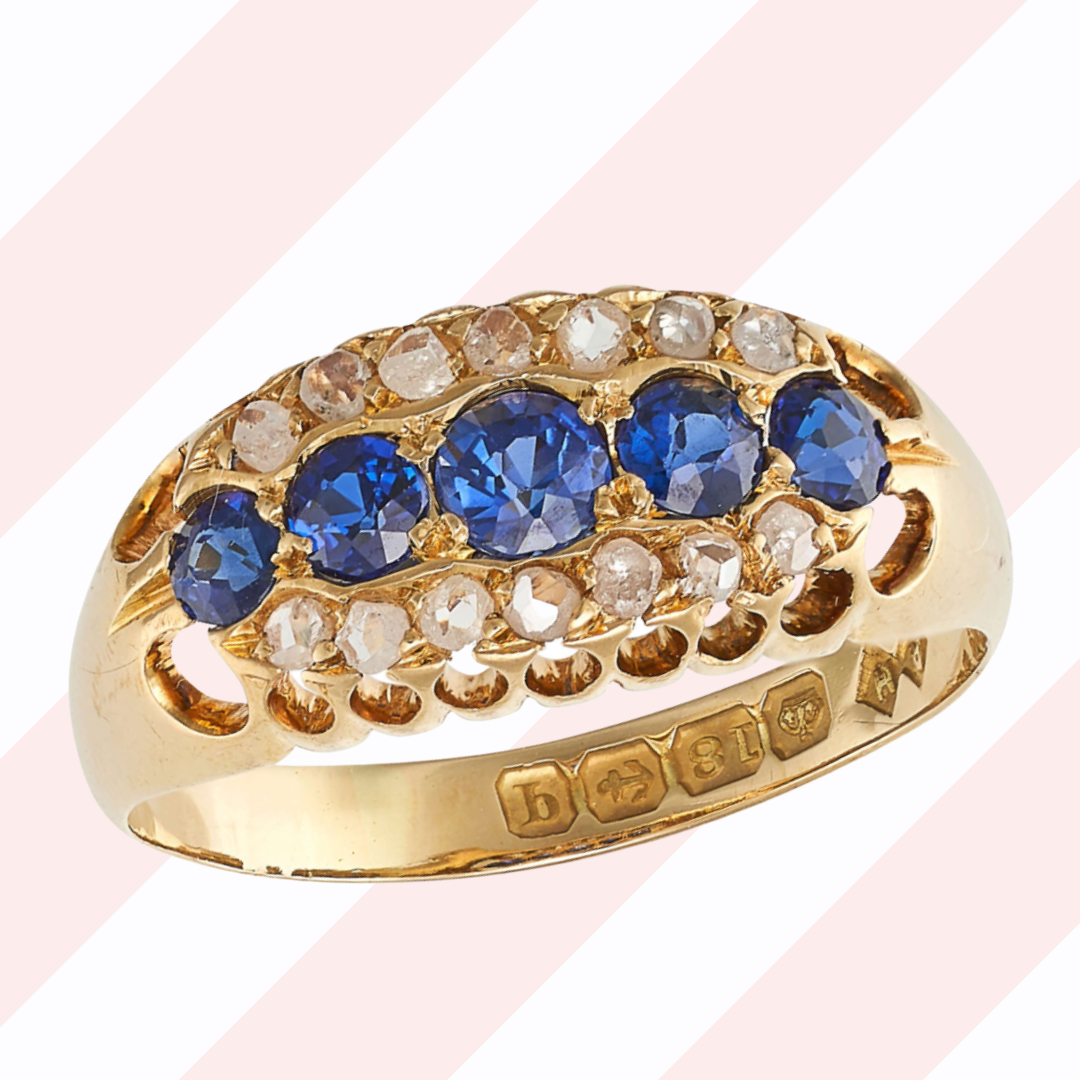 Tangled Up in Blue Antique Sapphire and Diamond Ring