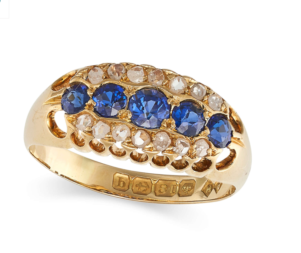 Tangled Up in Blue Antique Sapphire and Diamond Ring