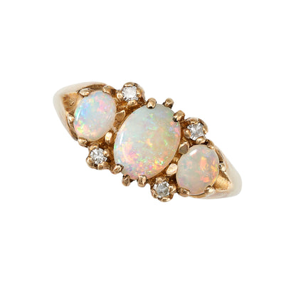 Under the Milky Way Ring Vintage Opal and Diamond Ring